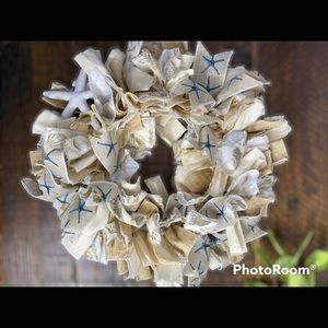 Seashell Summer Candle Ring Cover, Garland, Mini Fabric Wreath For Table Decor